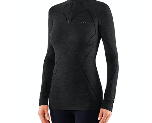 FALKE-WT ZIP SHIRT WOMEN-3000-BLACK-NOIR