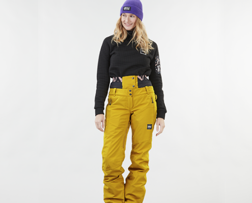 PICTURE-EXA PANTALON DE SKI FEMME-JAUNE-FACE