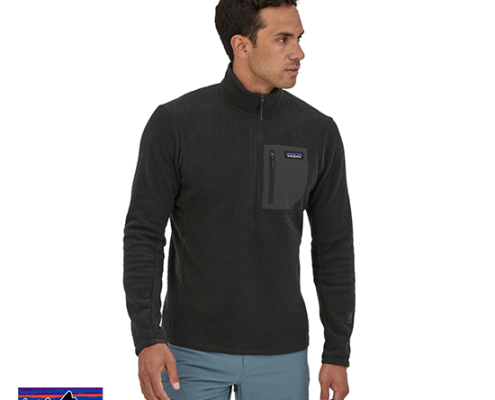 MEN'S PATAGONIA-R1 AIR POLAIRE 1/4 ZIP-BLK-NOIR-FACE