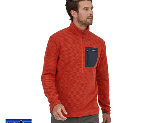 MEN'S PATAGONIA-R1 AIR POLAIRE 1/4 ZIP-HTE-ORANGE-FACE