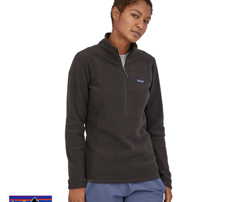 PATAGONIA-R1 AIR NECK POLAIRE 1/4 ZIP-BLK-NOIR-FACE