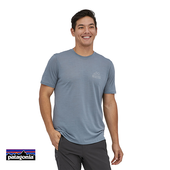 PATAGONIA-CAP COOL MERINO GRAPHIC TEE-SHIRT HOMME-ZPGY-GRIS-FACE