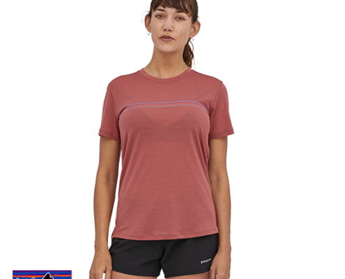 PATAGONIA-CAP COOL MERINO TEE-SHIRT FEMME-FZRO-ROSE-FACE