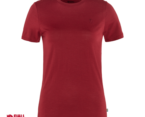 FJALL RAVEN-ABISKO WOOL SS WOMAN TEE-SHIRT MANCHES COURTES FEMME-346 POMEGRATE RED-BORDEAUX