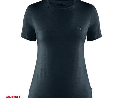 FJALL RAVEN-ABISKO WOOL SS WOMAN TEE-SHIRT MANCHES COURTES FEMME-555 MARINE NAVY-MARINE