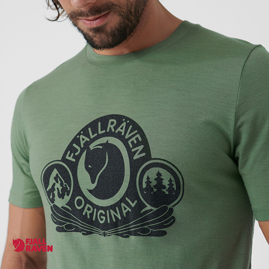 FJALL RAVEN-TEE-SHIRT ABISKO LAINE CLASSIS MANCHES COURTES-614 PATINA GREEN-VERT-ZOOM