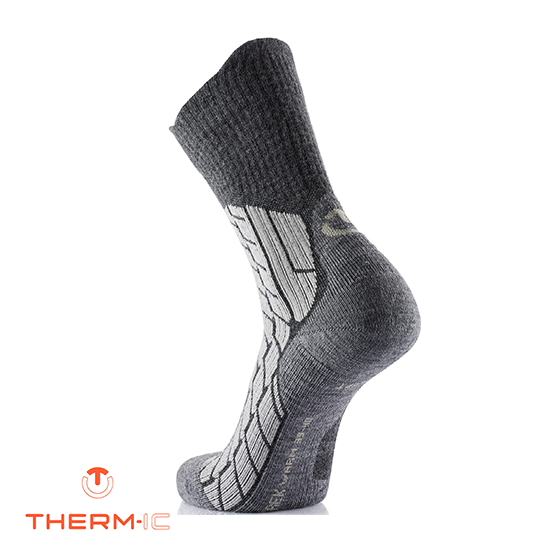 THERM-IC-CHAUSSETTE TREKKING WARM HOMME-GRIS-DOS