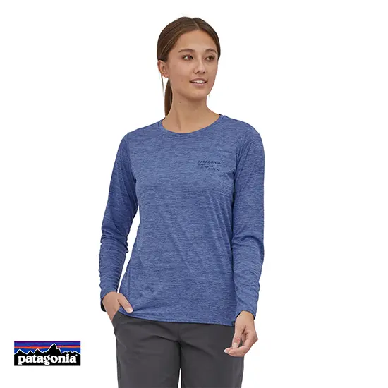 PATAGONIA-CAPILENE COOL DAILY GRAPHIC TEE-SHIRT MANCHES LONGUES FEMME-CCEX CLEAN CLIMB-BLEU-FACE