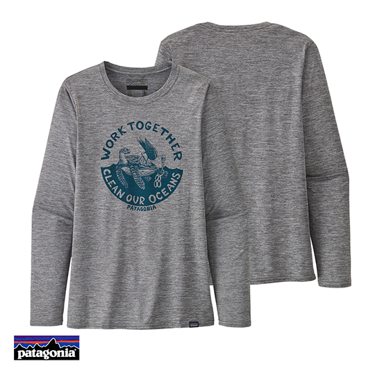 PATAGONIA-CAPILENE COOL DAILY GRAPHIC TEE-SHIRT MANCHES LONGUES FEMME-WTFE WORK TOGETHER FEATHER-GRIS