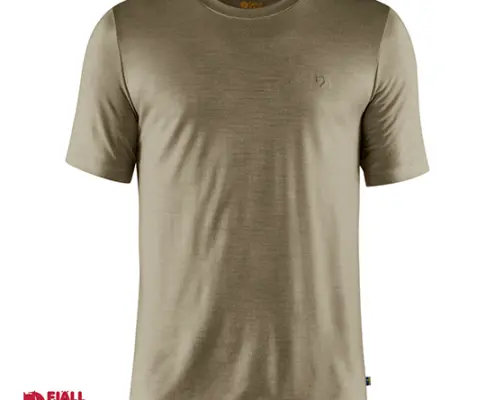 FJALL RAVEN-ABISKO TEE-SHIRT LAINE-HOMME-622 LIGHT OLIVE-VERT-FACE