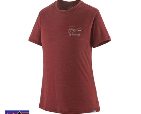 PATAGONIA-CAP COOL MERINO TEE-SHIRT FEMME-SSQR SEQUOIA RED-ROUGE