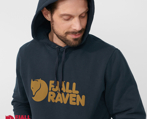 FJALL RAVEN-LOGO FJALL RAVEN SWEAT SHIRT À CAPUCHE HOMME-555 DARK NAVY-MARINE-LOGO