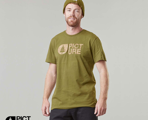 PICTURE-BASEMENT CORK TEE-TEE-SHIRT HOMME-C ARMY GREEN-VERT-VUE