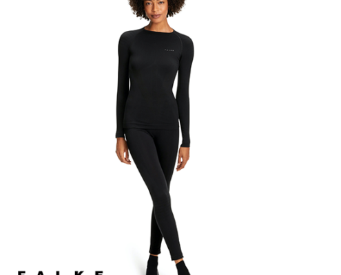 FALKE-WARM TIGHT-CALECON LONG CHAUD-FEMME-3000 BLACK-NOIR-DEBOUT
