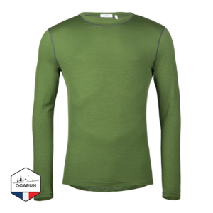 OGARUN-BASE LAYER 0° +10° LAINE MERINOS MANCHES LOGUES-HOMME-VERT