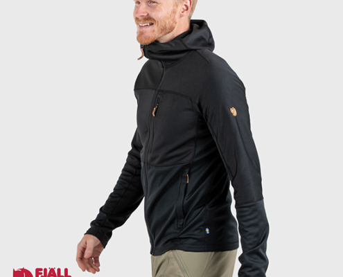 FJALL RAVEN-82257-ABISKO TRAIL FLEECE-VESTE POLAIRE A CAPUCHE-HOMME-550 BLACK-NOIR-CÔTÉ