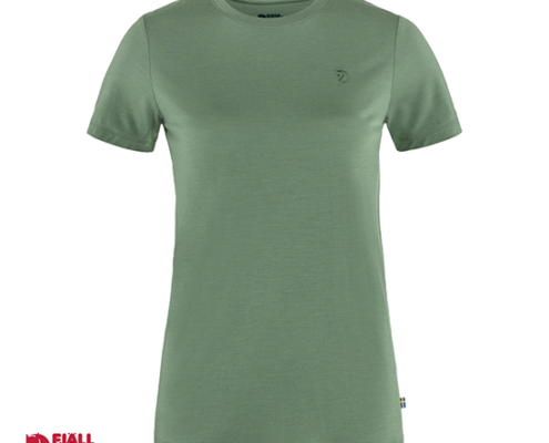 FJALL RAVEN-84101-ABISKO WOOL SS WOMAN-TEE-SHIRT-FEMME-614 PATINA GREEN-VERT