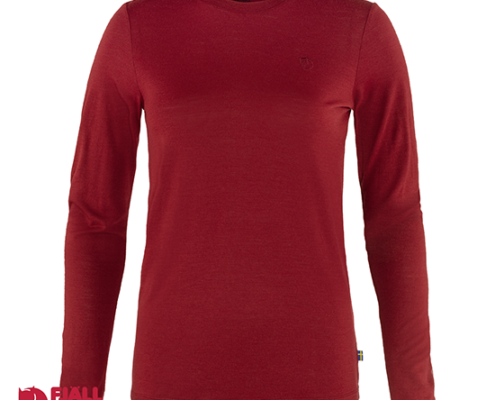 FJALL RAVEN-ABISKO WOOL LONG SLEEVE WOMEN-TEE-SHIRT MANCHES LONGUES-FEMME-346 POMEGRANATE RED-ROUGE