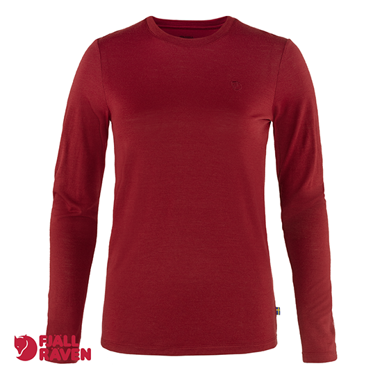 FJALL RAVEN-ABISKO WOOL LONG SLEEVE WOMEN-TEE-SHIRT MANCHES LONGUES-FEMME-346 POMEGRANATE RED-ROUGE