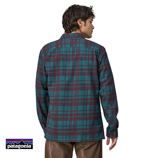PATAGONIA-42400-M'S L/S ORGANIC COTTON MW FJORD FLANNEL SHIRT-CEMISE-HOMME-ICBY ICE CAPS BELAY BLUE-BLEU-DOS