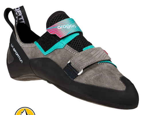 LA SPORTIVA-30C909402-ARAGON-CHAUSSONS D'ESCALADE-FEMME-CLAY HIBISCUS-GRIS