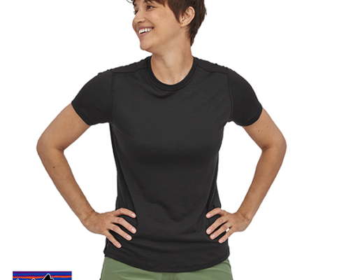 PATAGONIA-44580-W'S CAP COOL MERINO TEE-SHIRT FEMME-BLK BLACK-NOIR-FACE