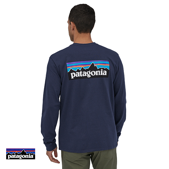 PATAGONIA-38518-M'S LONG SLEEVES P-6 LOGO TEE-SHIRT-TEE SHIRT MANCHES LONGUES-HOMME-CNY CLASSIC NEW NAVY-MARINE-DOS