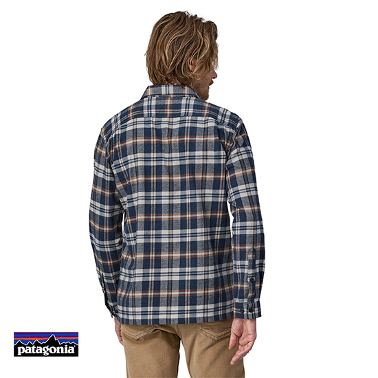 PATAGONIA-42400-M'S L/S ORGANIC COTTON MW FJORD FLANNEL SHIRT-CEMISE-HOMME-FINN FIELDS NEW NAVY-BLEU-DOS