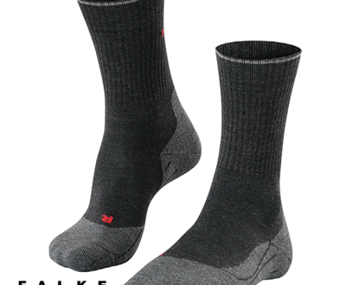 FALKE-16355-TK2 EXPLORE WOOL SILK-CHAUSETTES DE RANDONNÉE-HOMME-3080 ANTHRACITE MELANGE-GRIS