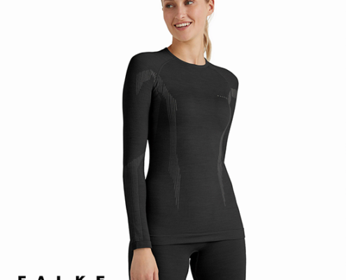 FALKE-33311-TEE-SHIRT WOOL TECH-TEE-SHIRT LAINE-FEMME-3000 BLACK-NOIR-FACE