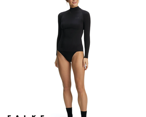 FALKE-39142-TEE-SHIRT MANCHES LONGUES WARM-FEMME-3000 BLACK-NOIR