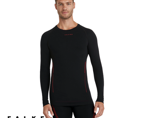 FALKE-39648-TEE SHIRT WARM MANCHES LONGUES-HOMME-3000 BLACK-NOIR