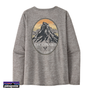 PATAGONIA-45165-WOMEN'S LONG SLEEVED CAPILENE COOL DAILY GRAPHIC SHIRTS LAND-CHFY. CHOUINARD CREST FEATHER GREY-GIRS-DOS