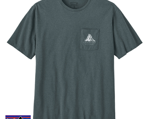 PATAGONIA-37770-M'S CHOUINARD CREST POCKET RESPONSIBILI-TEE-TEE-SHIRT-HOMME-NUVG NOUVEAU GREEN-GRIS-FACE