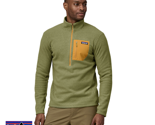 PATAGONIA-40245-R1 AIR POLAIRE 1/4 ZIP-POLAIRE-HOMME-OBPL OBSIDIAN BURG BUCHORN GREEN-VERT