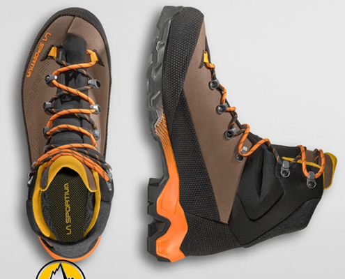 LA SPORTIVA-44B805102-AEQUILIBRIUM TREK GTX-CHAUSSURES DE RANDONNÉE-HOMME-CHOCOLATE PAPAYA-MARRON