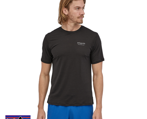 PATAGONIA-44590-CAP COOL MERINO GRAPHIC TEE-SHIRT HOMME-HEBK HERITAGE HEADER BLACK-NOIR