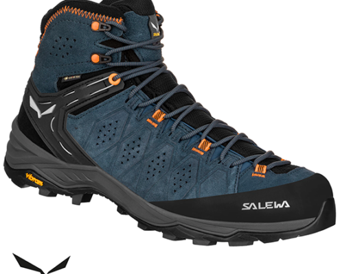 SALEWA-61382-MS ALP TRAINER 2 MID GTX-CHAUSSURES DE RANDONNÉE-HOMME-8675 BLUE DARK DENIM FLUO ORANGE-BLEU