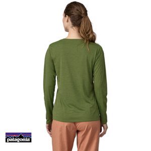 PATAGONIA-45205-CAPILENE COOL DAILY GRAPHIC TEE-SHIRT MANCHES LONGUES FEMME-TTNX 73' TEXT LOGO TERRAIN GREEN X DYE-VERT-DOS