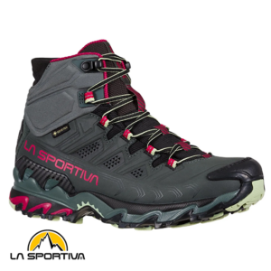 LA SPORTIVA-34M915409W-ULTRA RAPTOR II MID LEATHER WIDE GTX-CHAUSSURES DE RANDONNÉE-FEMME-CHARCOAL CERISE-GRIS