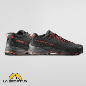 LA SPORTIVA-37D900322-TX4 EVO GTX-CHAUSSURES DE RANDONNÉE-HOMME-CARBON CHERRY TOMATO-GRIS-PAIRE DE CÔTÉ