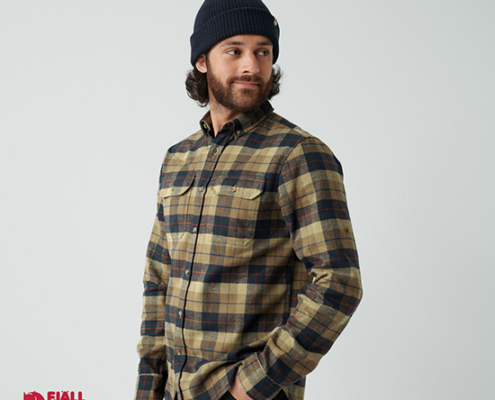 FJALL RAVEN-81373-SINGI HEAVY FLANNEL SHIRT-CHEMISE FLANELLE-HOMME-227 DARK SAND-BEIGE-FACE