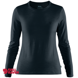 FJALL RAVEN-84102-ABISKO WOOL LONG SLEEVE WOMEN-TEE-SHIRT MANCHES LONGUES-FEMME-555 DARK NAVY-MARINE