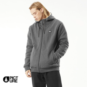 PICTURE-MSW415-YINNI PLUSH Z HOODY-SWEAT ZIPPÉ À CAPUCHE-HOMME-B DARK GREY MELANGE-GRIS