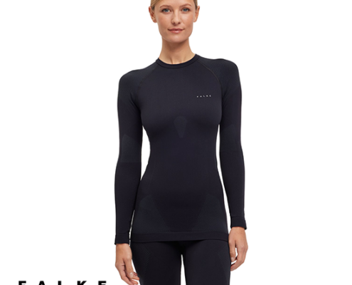 FALKE-39161-TEE-SHIRT WARM MANCHES LONGUES-FEMME-3000 BLACK-NOIR-FACE