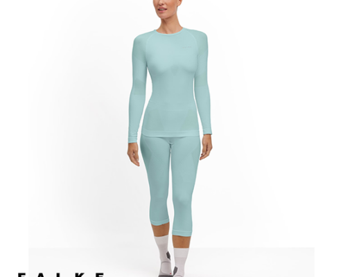 FALKE-39161-TEE-SHIRT WARM MANCHES LONGUES-FEMME-7439 JADE-BLEU