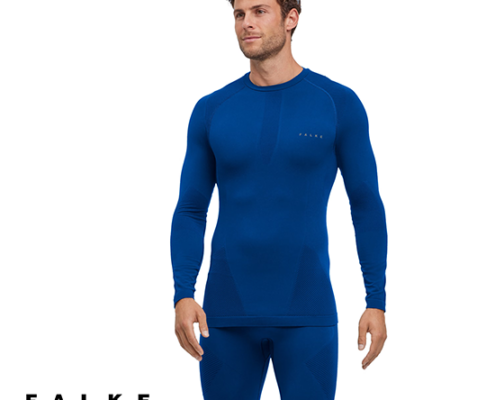 FALKE-39661-SHIRT WARM-TEE SHIRT MANCHES LONGUES-HOMME-6714 YVE-BLEU-FACE
