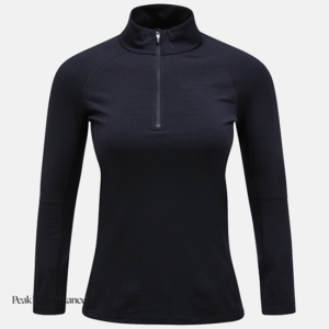 PEAK PERFORMANCE-G78068070-MAGIC HALF DIP DAMEN-TEE SHIRT 1/4 ZIP MANCHES LOGNUE-FEMME-BLACK-NOIR