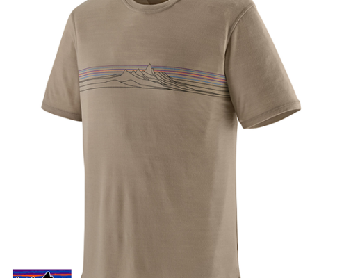 PATAGONIA-44590-CAP COOL MERINO GRAPHIC TEE-SHIRT HOMME-STGY STRATA STRIPE SEABIRD GREY-BEIGE