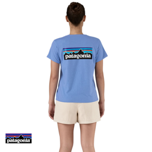 PATAGONIA-37567-W'S P-6 LOGO RESPONSIBILI-TEE-TEE SHIRT FEMME-ABNB ABUNDANT BLUE-BLEU-ARRIERE